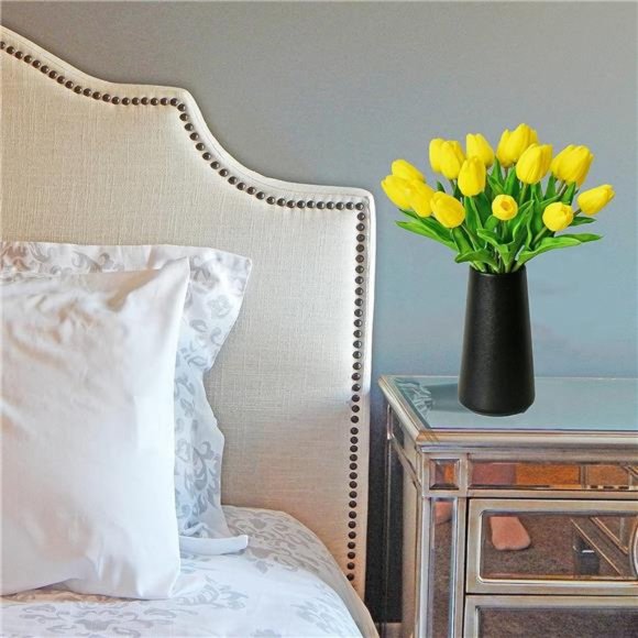 20pcs Yellow Artificial Tulip Silk Flowers 13.5" Home Wedding Decorations - Picture 4 of 6